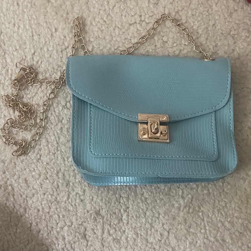 SHEIN Light Blue Mini Bag with Gold Chain